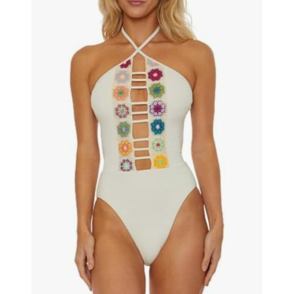 ISABELA ROSE ONE PIECE SWIMSUIT WOMENS COLOR BEIGE SIZE SMALL NEW